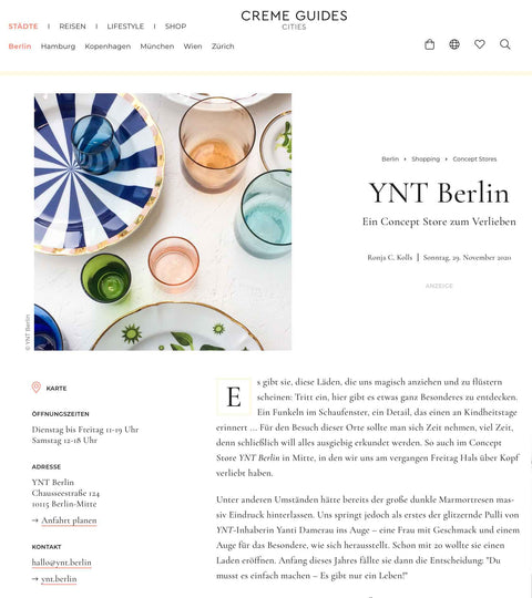 Cremeguides Artikel über YNT Berlin