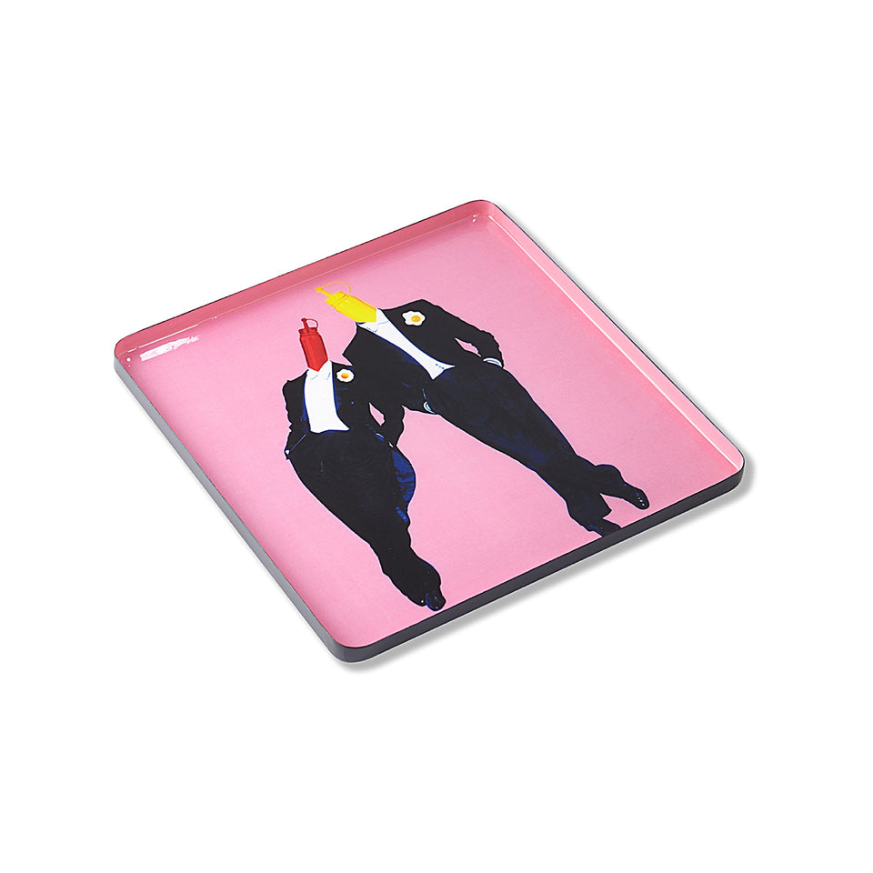 Tablett eckig Emaille Ketch & Mout Seitenansicht