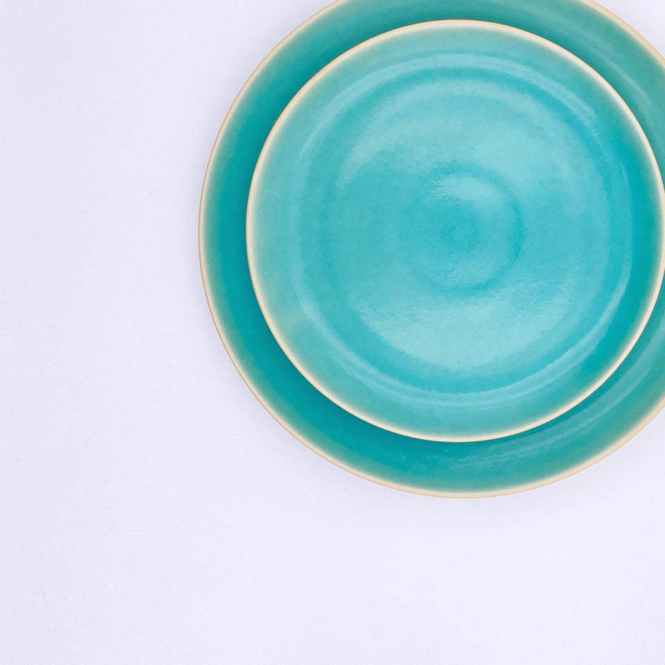 Teller Dessert celadon jadeblau mit Essteller