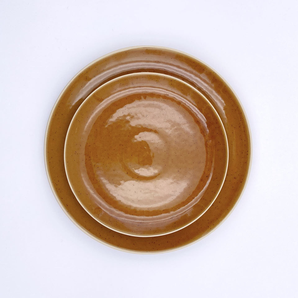 Essteller honigbraun mit Dessertteller