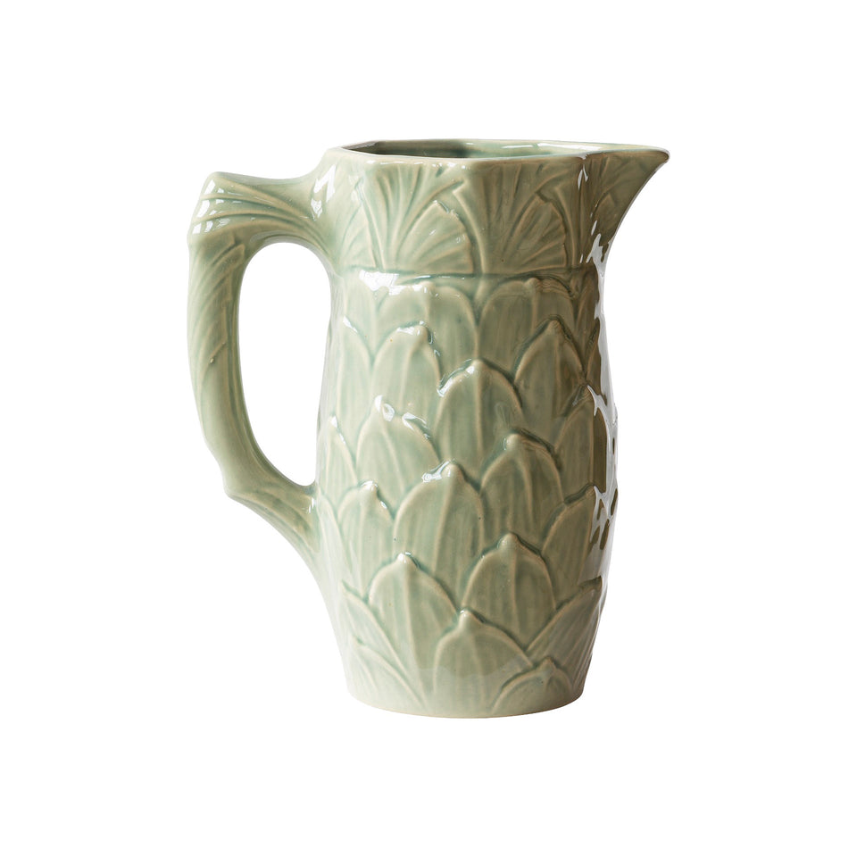 Manufacture Digoin Krug Blatt graugrün Frontalansicht