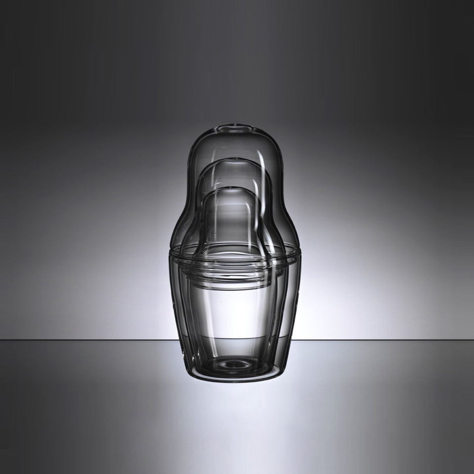 Matroschka 3er Set aus Glas zusammengesetzt